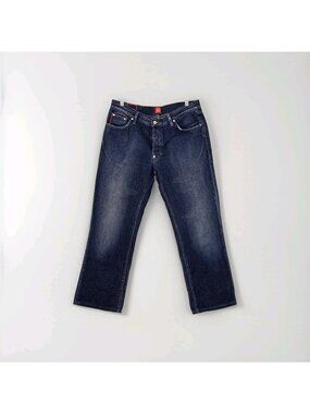 Hugo Boss Jeans Men 38x34/31 Blue Straight Leg Cotton Preppy Edgy Orange Tag